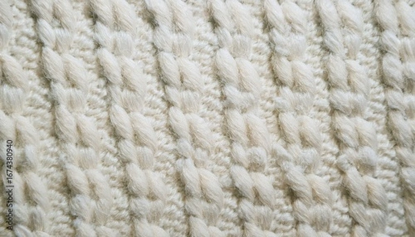Fototapeta soft ivory chunky knit fabric closeup with braided texture ideal for cozy background or textile pattern design use