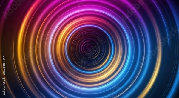 Fototapeta Vibrant Circular Abstract Background with Neon Glow Effect