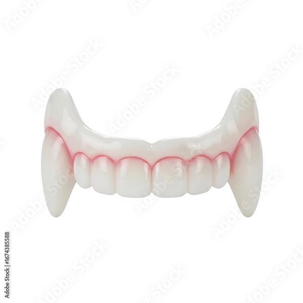 Fototapeta Pair of white plastic vampire fangs : elements for halloween on transparent background