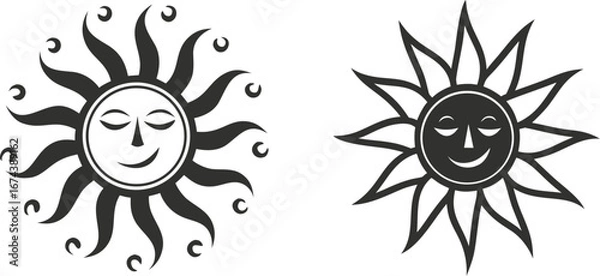 Fototapeta A vector illustration of a spider on a white background with a decorative floral yellow ornament and a sun icon