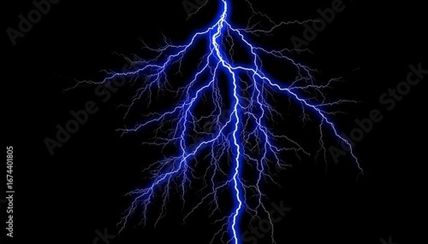 Fototapeta Blue Lightning Strike with Night Sky.