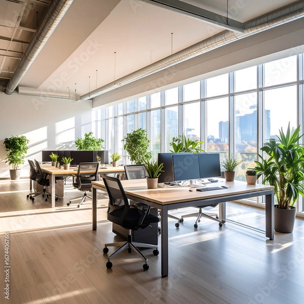 Fototapeta Modern open plan office space