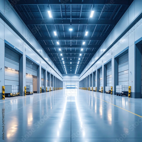 Fototapeta Modern warehouse interior with loading docks