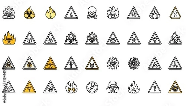 Fototapeta Hazard Warning Symbols Set.