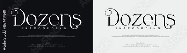 Obraz Dozens premium luxury elegant alphabet letters and numbers. Vintage wedding typography classic serif font decorative vintage retro. creative vector illustration
