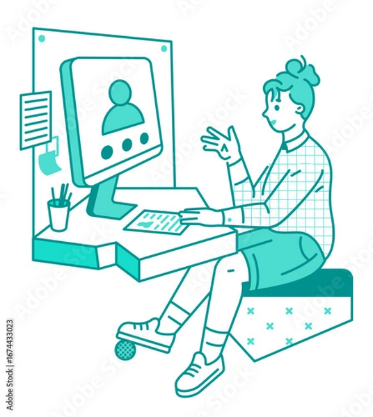 Obraz Woman manager conducting online interview