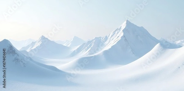 Fototapeta Abstract peaks, minimalist white mountain range, serene landscape, lines, monochrome
