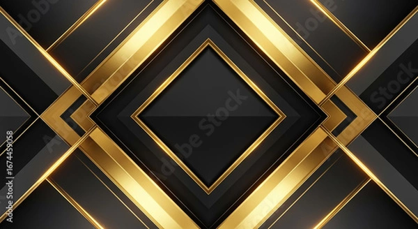 Fototapeta Abstract geometric black and gold luxurious background design