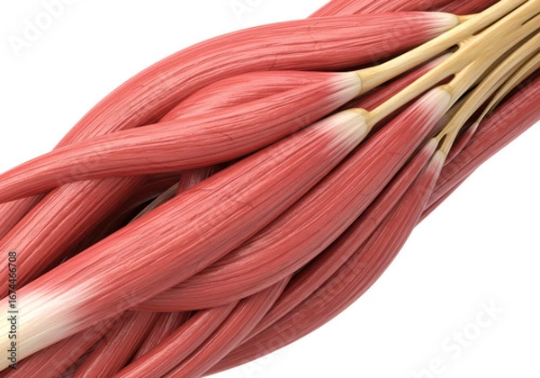 Fototapeta Isolated human arm muscle system model, anatomical teaching, realistic detailed study view