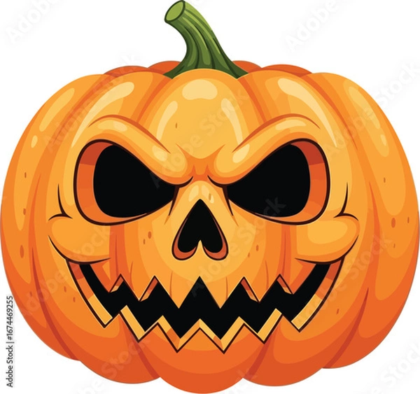 Fototapeta Spooky jacko'lantern with a menacing grin perfect for halloween decorations