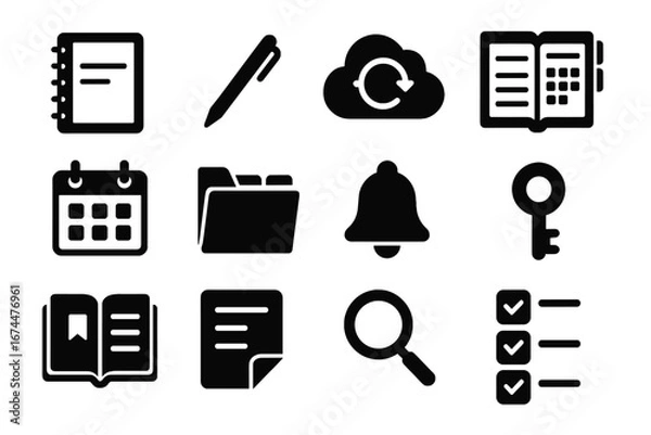 Fototapeta Cloud interactive bookmark interface page journal stylus vector tabs reminder icon