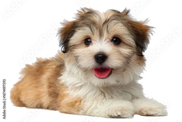 Fototapeta Isolated PNG: Fluffy Puppy with Tongue Sticking Out
