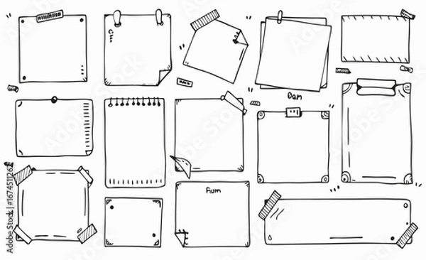 Obraz Hand-Drawn Blank Note Papers & Sticky Notes Collection
