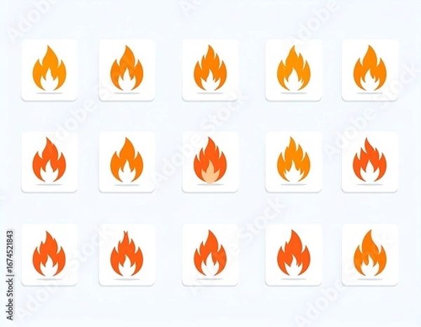 Fototapeta Various fire icons in squares