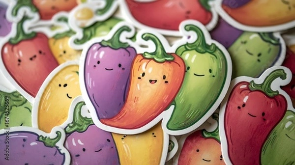 Fototapeta cute chili fruit sticker image
