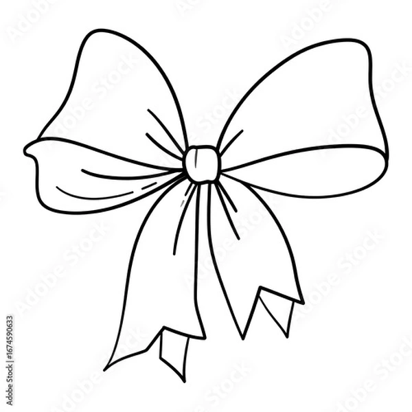Fototapeta Simple black line drawing of a ribbon bow