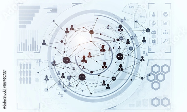 Obraz Lines and dots as networking idea drawn on white background