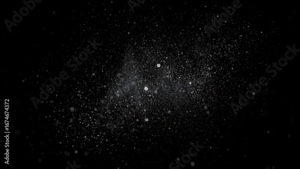 Obraz Cosmic Particle Field with Dense Star Cluster on Dark Background