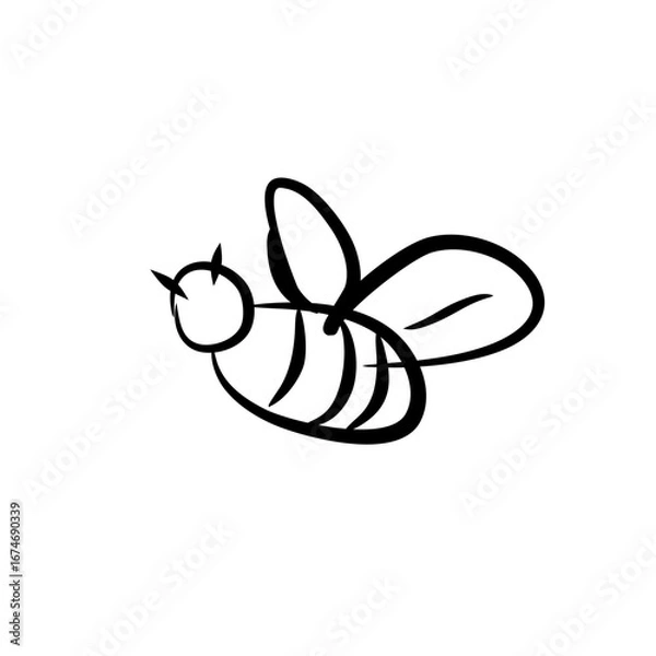 Obraz bee drawing child brush on white background