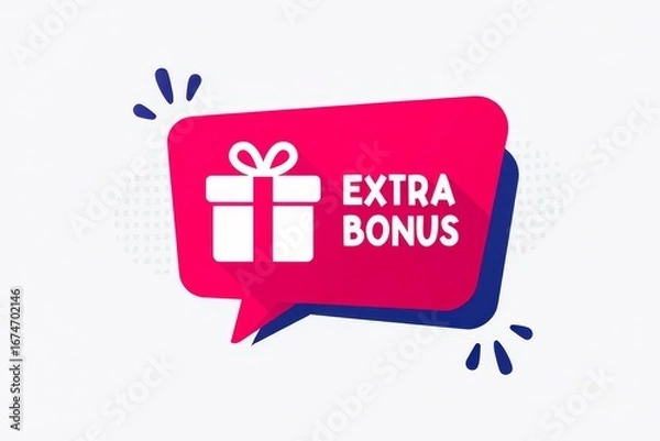 Fototapeta Dynamic Banner With Gift Icon And Text Extra Bonus.