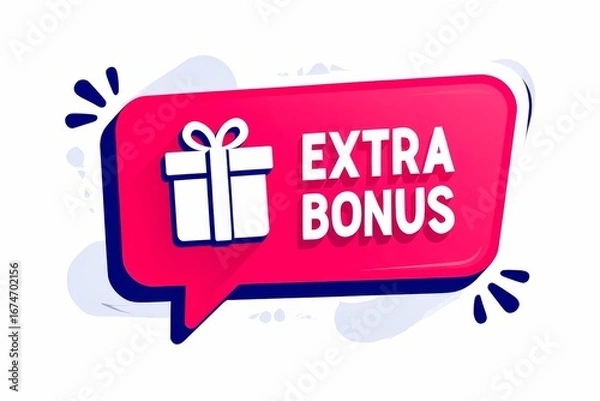 Fototapeta Dynamic Banner With Gift Icon And Text Extra Bonus.