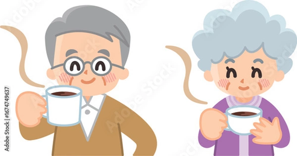 Obraz コーヒーを飲むシニア世代