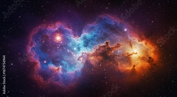 Fototapeta Colorful nebula in deep space with bright stars