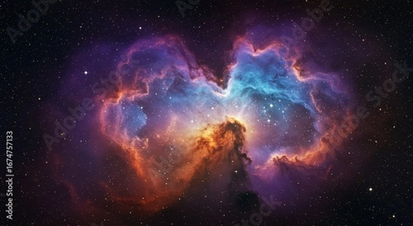 Fototapeta Astronomical image of illuminated galactic nebula in the universe