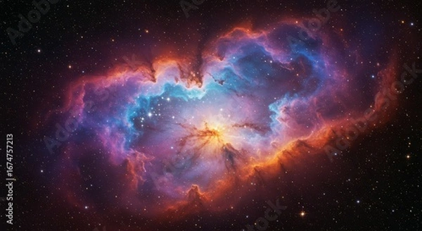 Fototapeta Colorful cosmic formations in the infinite universe background