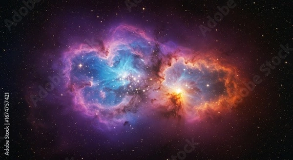 Fototapeta Galaxy in intense colors with nebula and distant stars