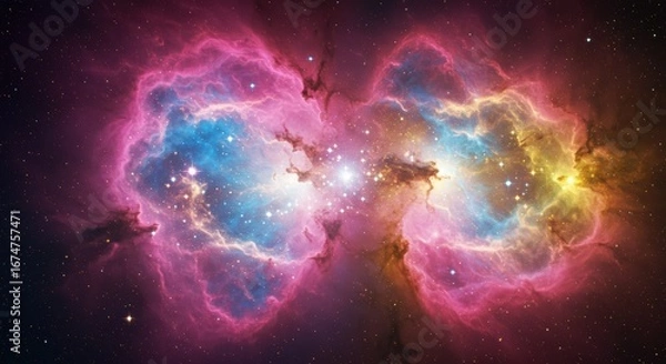 Fototapeta Colorful galactic explosion with stars in deep space