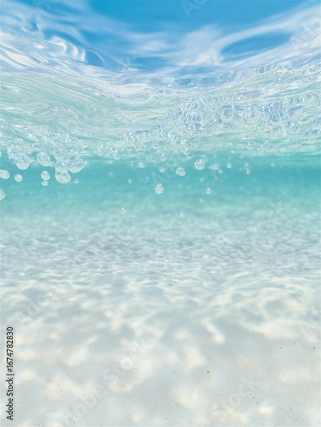 Fototapeta 南国の海の美しい波の水面と水中