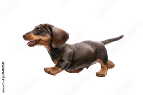 Fototapeta Cute puppy in running pose transparent background