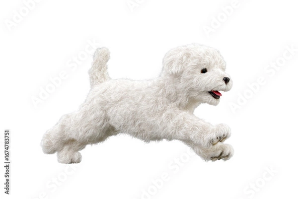 Fototapeta Cute puppy in running pose transparent background