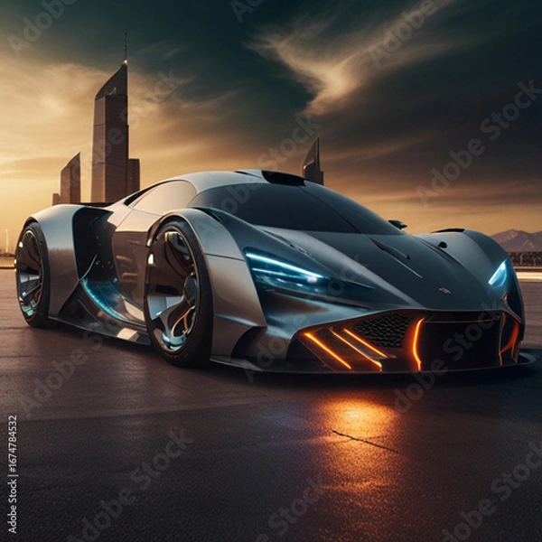 Fototapeta A new high-powered hyper car with high tech and modern.