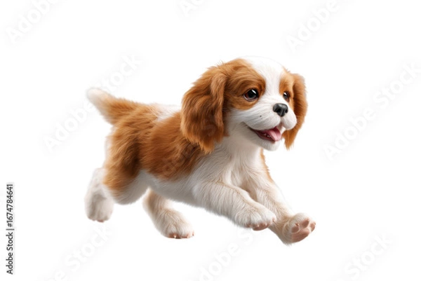Fototapeta Cute puppy in running pose transparent background
