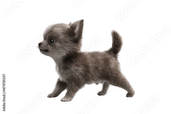 Fototapeta Cute puppy in running pose transparent background