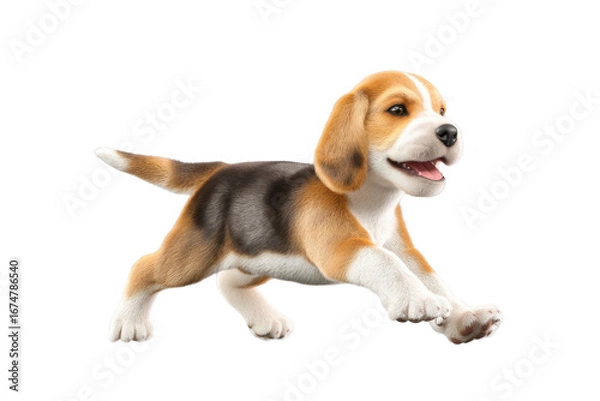 Fototapeta Cute puppy in running pose transparent background