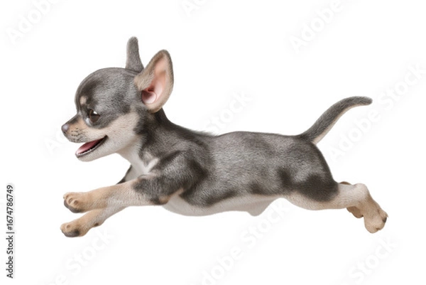 Fototapeta Cute puppy in running pose transparent background