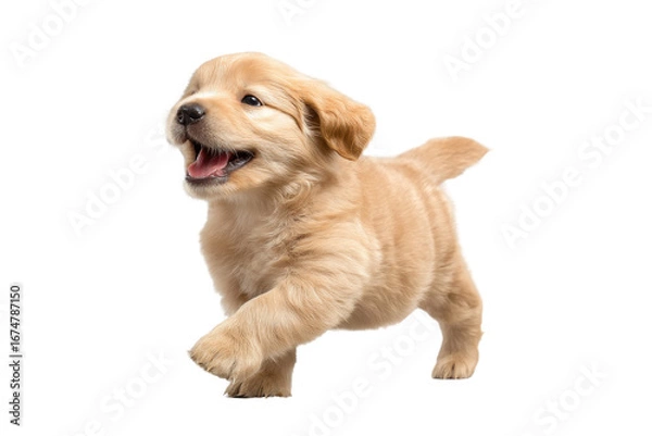 Fototapeta Cute puppy in running pose transparent background