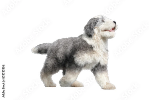 Fototapeta Cute puppy in running pose transparent background