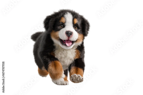 Fototapeta Cute puppy in running pose transparent background