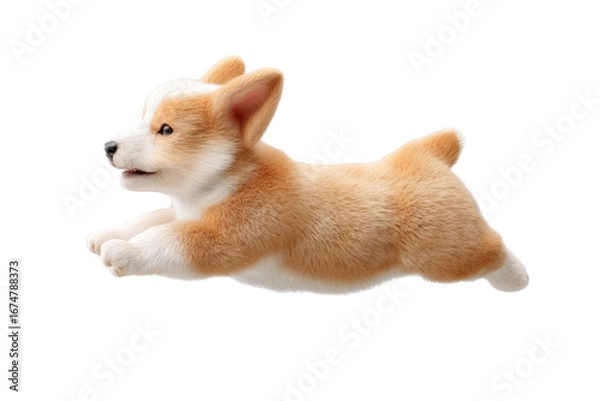 Fototapeta Cute puppy in running pose transparent background