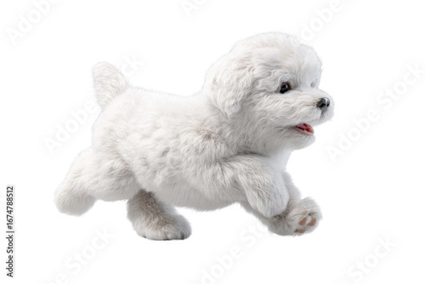Fototapeta Cute puppy in running pose transparent background