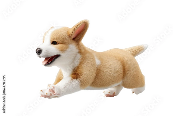 Fototapeta Cute puppy in running pose transparent background