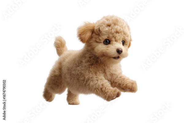 Fototapeta Cute puppy in running pose transparent background