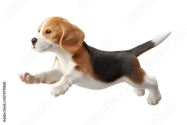 Fototapeta Cute puppy in running pose transparent background
