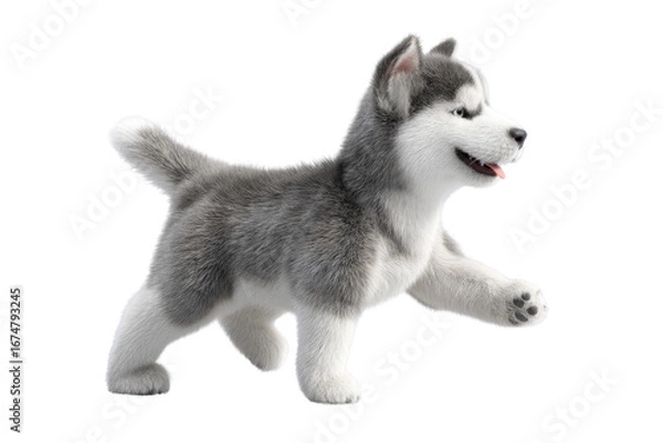 Fototapeta Cute puppy in running pose transparent background
