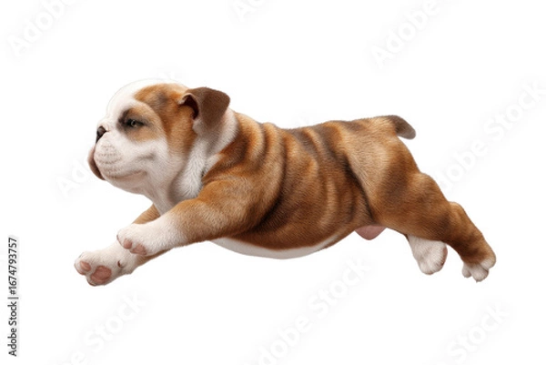 Fototapeta Cute puppy in running pose transparent background