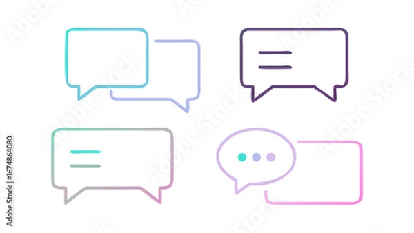 Fototapeta Speech bubble icons with gradient outlines speech bubbles chat icons